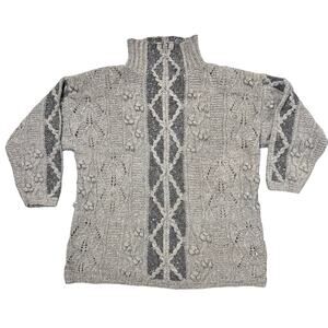Express Tricot‎ Handknit Sweater Small Fisherman Oversized Angora Wool Vintage